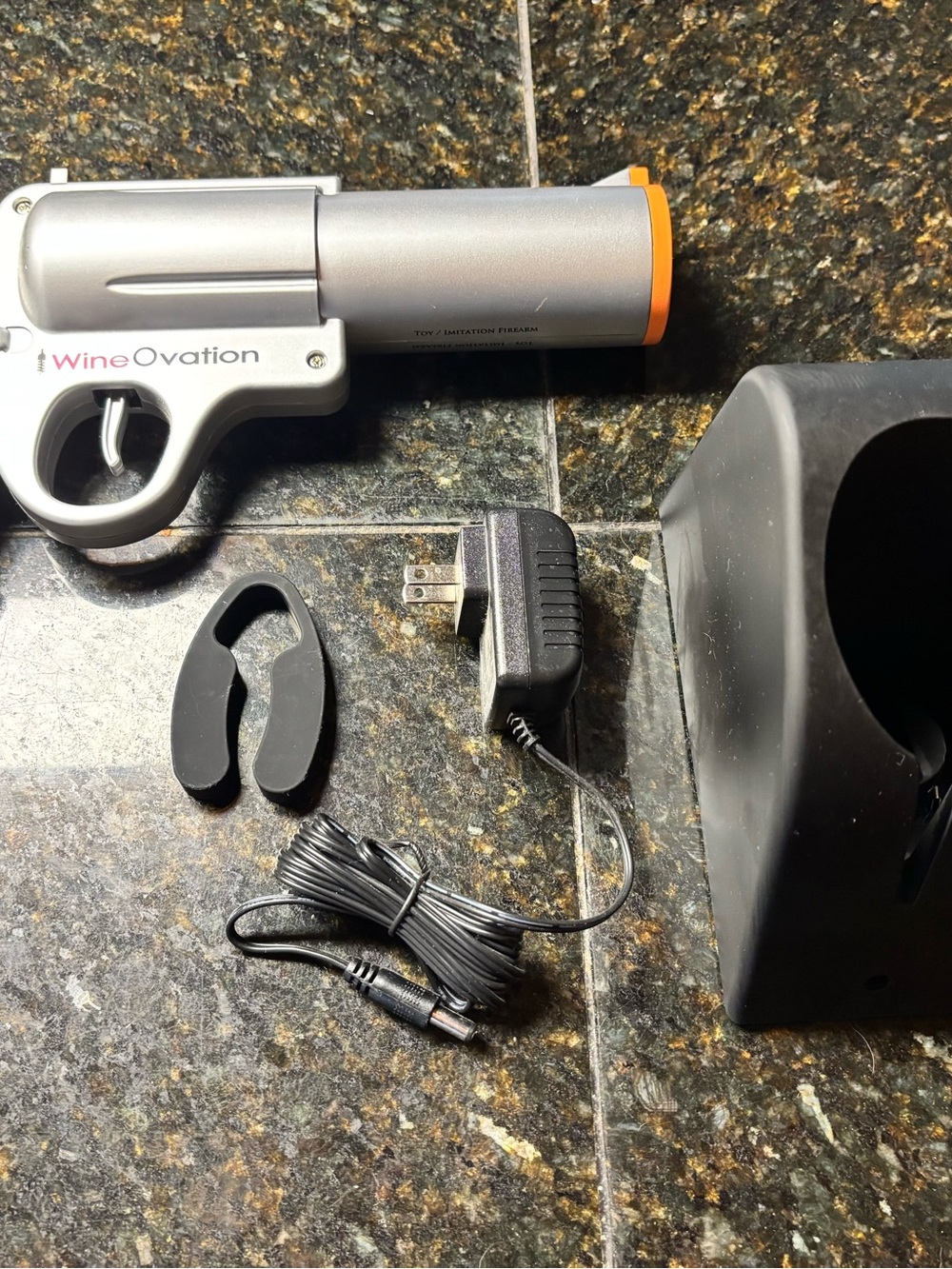 Electric Wine Opener - Silver with Orange Accent